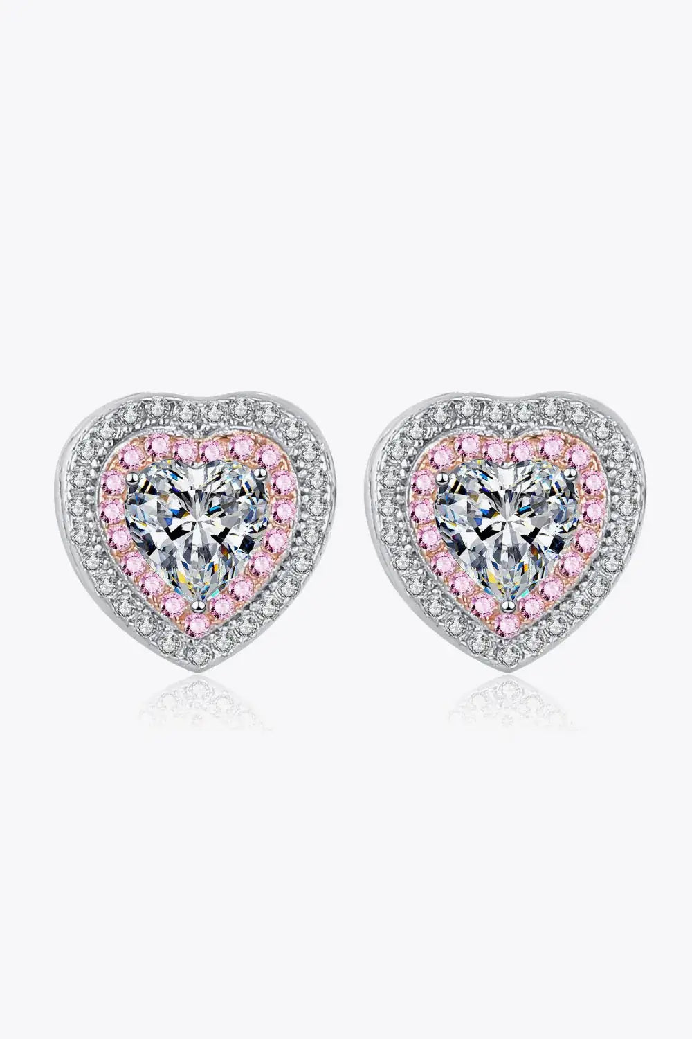 Moissanite Heart-Shaped Stud Earrings - Makw Official Site