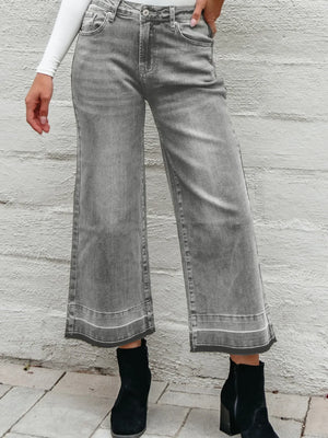 High Waist Wide Leg Washed Jeans - Makw Official Site