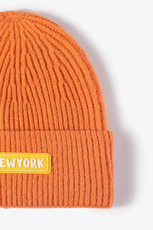 NEWYORK Patch Rib-Knit Cuffed Beanie - Makw Official Site