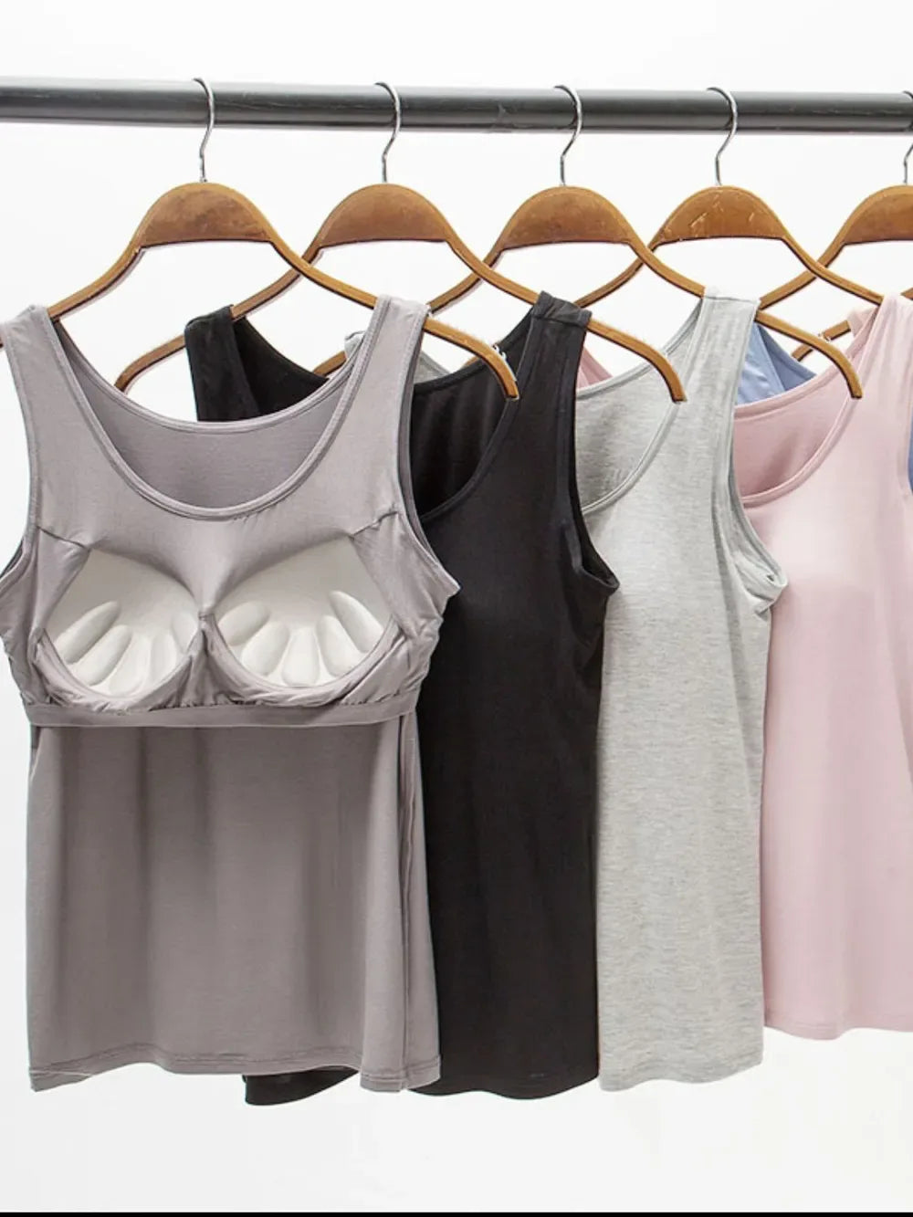 Full Size Wide Strap Modal Tank with Bra - Makw Official Site