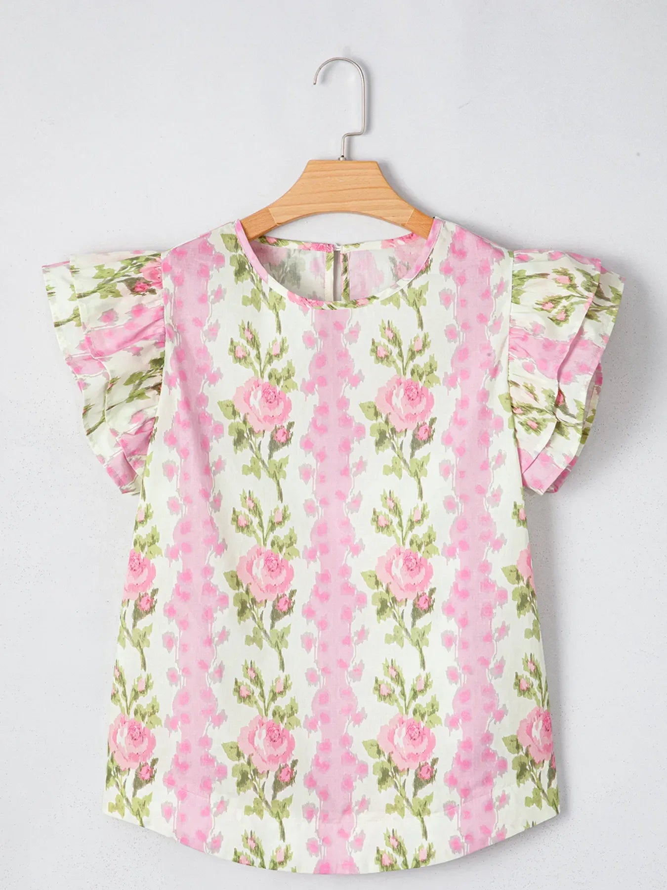 Floral Print Ruffled Sleeve Blouse - Makw Official Site