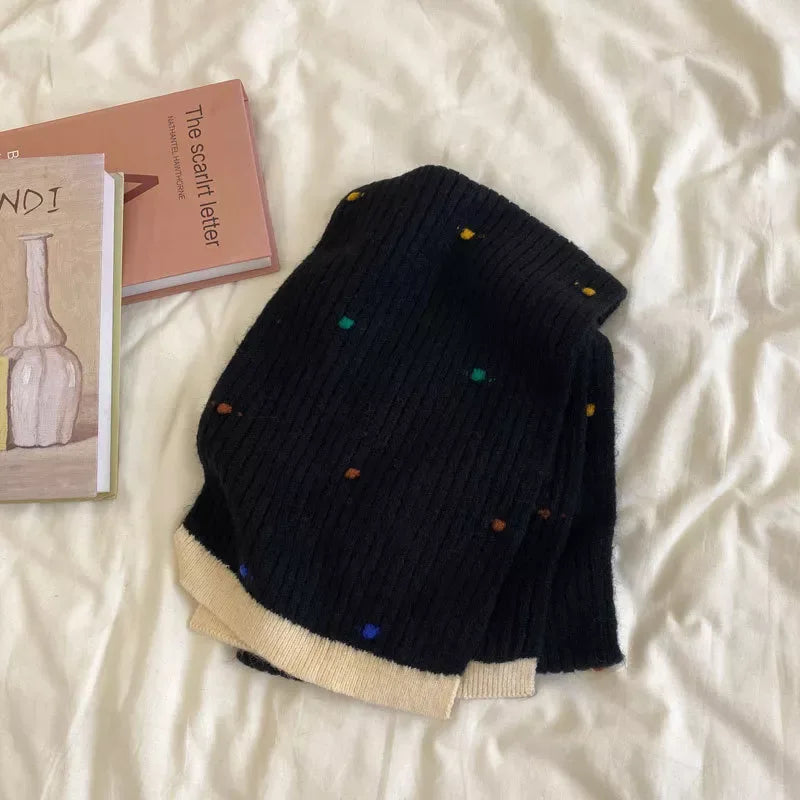 Colorful Dot Knitted Scarf - Makw Official Site
