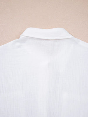 Lace Sleeve Button Down Shirt - Makw Official Site