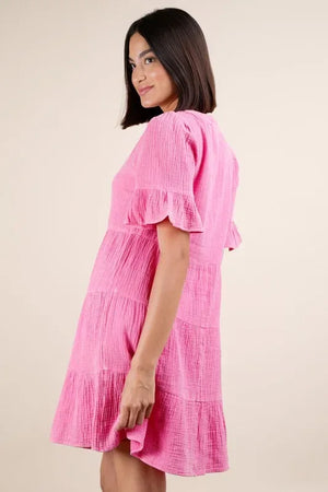 VERY J Plus Size Mineral Washed Woven Mini Dress - Makw Official Site