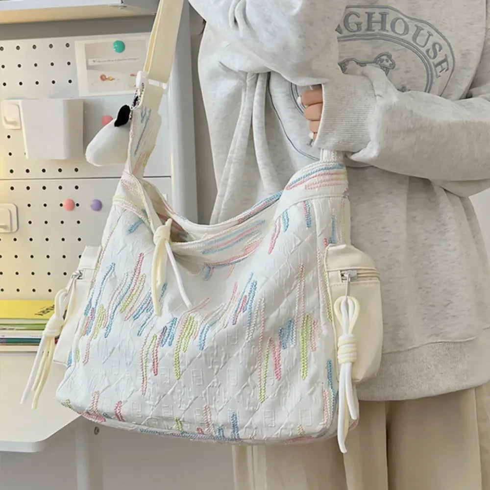 Contrast Texture Shoulder Bag - Makw Official Site