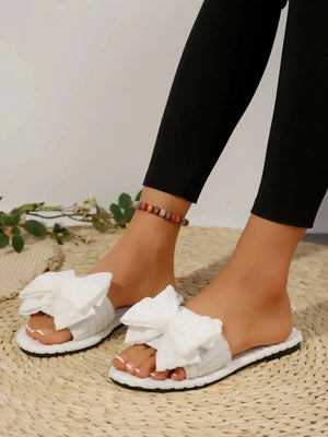 Bow Knot Open Toe Slippers - Makw Official Site