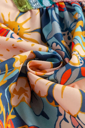 Multicolour Crochet V Neck Half Sleeve Boho Floral Blouse - Makw Official Site