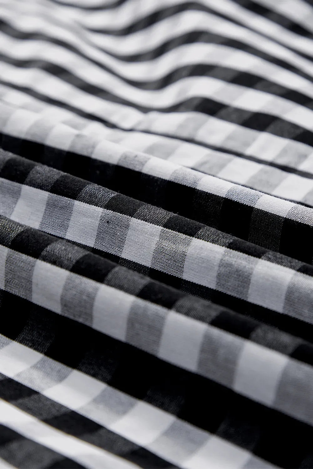 Checkered Ruffled Sleeve Frilled Neck Blouse - Makw Official Site