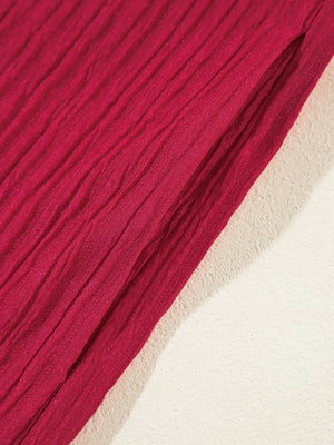 Textured Ruffled Trim Loose Fit Mini Dress - Makw Official Site