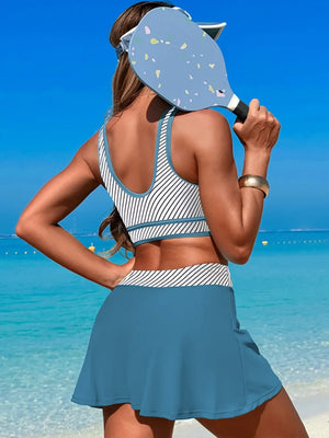 Scoop Neck Top and Skort Swim Set - Makw Official Site