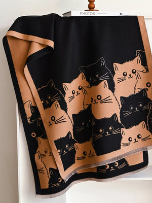 Cute Cat Pattern Knitted Scarf - Makw Official Site