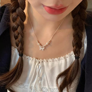 Butterfly Pearl Pendant Necklace - Makw Official Site