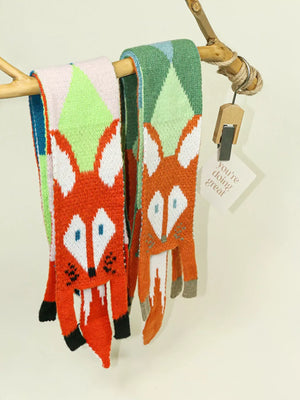 Knitted Fox Pattern Scarf - Makw Official Site