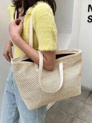 Solid Color Woven Tote Bag - Makw Official Site