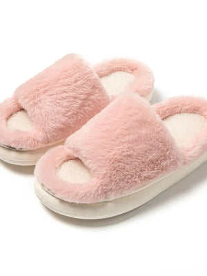 Fluffy Open Toe Comfort Slippers - Makw Official Site