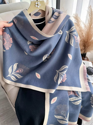 Printed Raw Hem Shawl - Makw Official Site