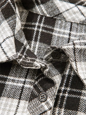 Plaid Print Chest Pockets Buttoned Shirt - Makw Official Site