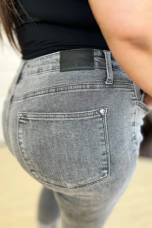 Judy Blue Full Size Button Fly High Waist Cuffed Capris - Makw Official Site