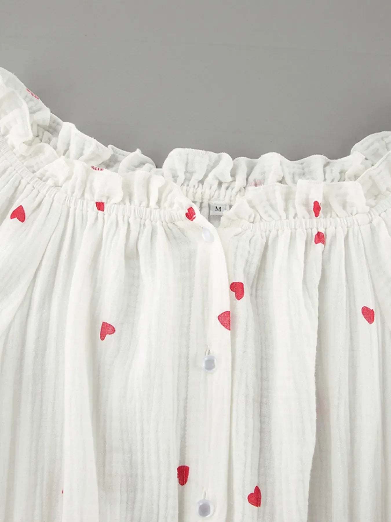 Heart Printed Off-Shoulder Ruffle Mini Dress - Makw Official Site