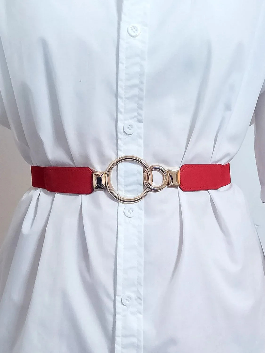Double Ring Buckle Elastic PU Belt - Makw Official Site