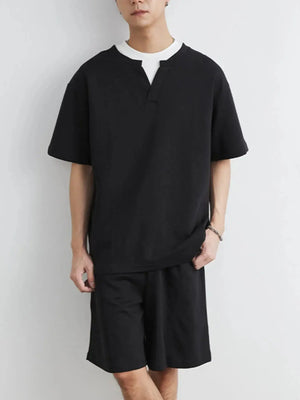 Men's Plus Size Half Sleeve Top and Shorts Set - Makw Official Site