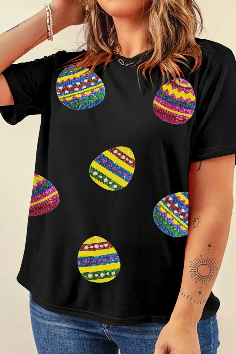 Plus Size Easter Round Neck Short Sleeve T-Shirt - Makw Official Site