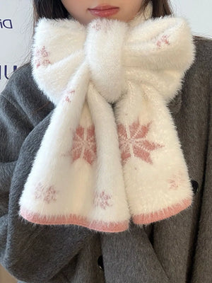 Fluffy Snowflake Pattern Winter Scarf - Makw Official Site