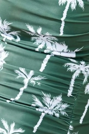 Printed Square Neck Wide Strap One-Piece Swimwear - Makw Official Site