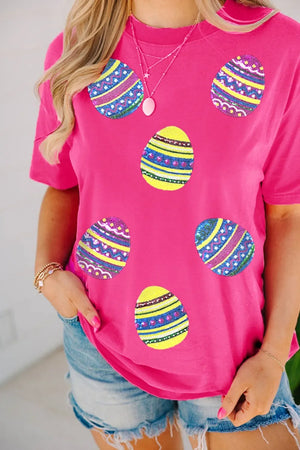 Sequin Easter Egg Short Sleeve T-Shirt - Makw Official Site