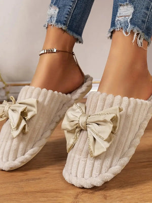 Bow Embellished Indoor Slippers - Makw Official Site