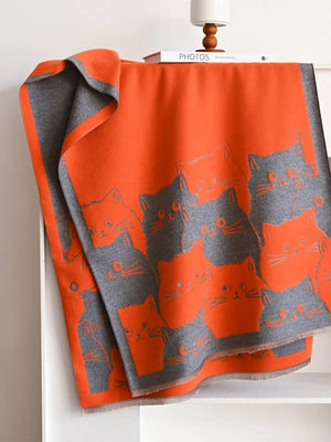 Cute Cat Pattern Knitted Scarf - Makw Official Site