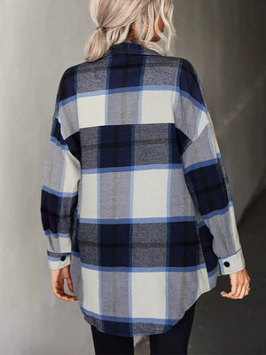 Plaid Button-Down Long Sleeve Shirt - Makw Official Site