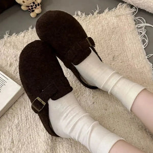 Buckle Decor Round Toe Slippers - Makw Official Site