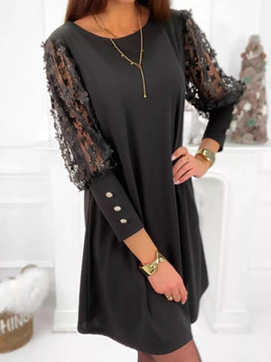 Floral Lace Sleeve Mini Dress - Makw Official Site