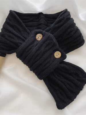 Button-Accent Knitted Winter Scarf - Makw Official Site