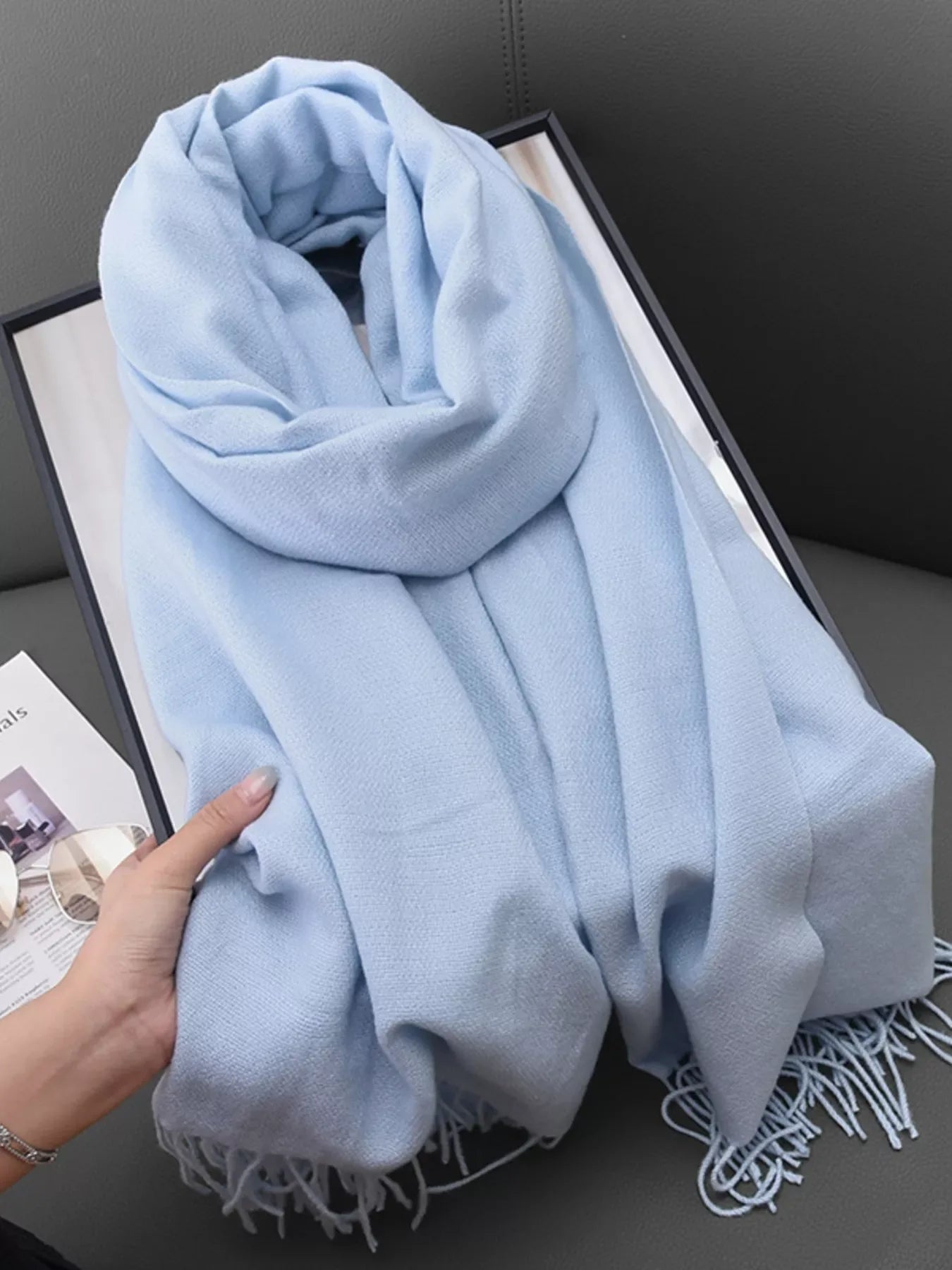 Solid Color Fringe Scarf - Makw Official Site