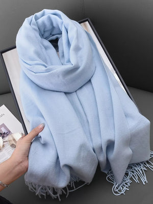 Solid Color Fringe Scarf - Makw Official Site