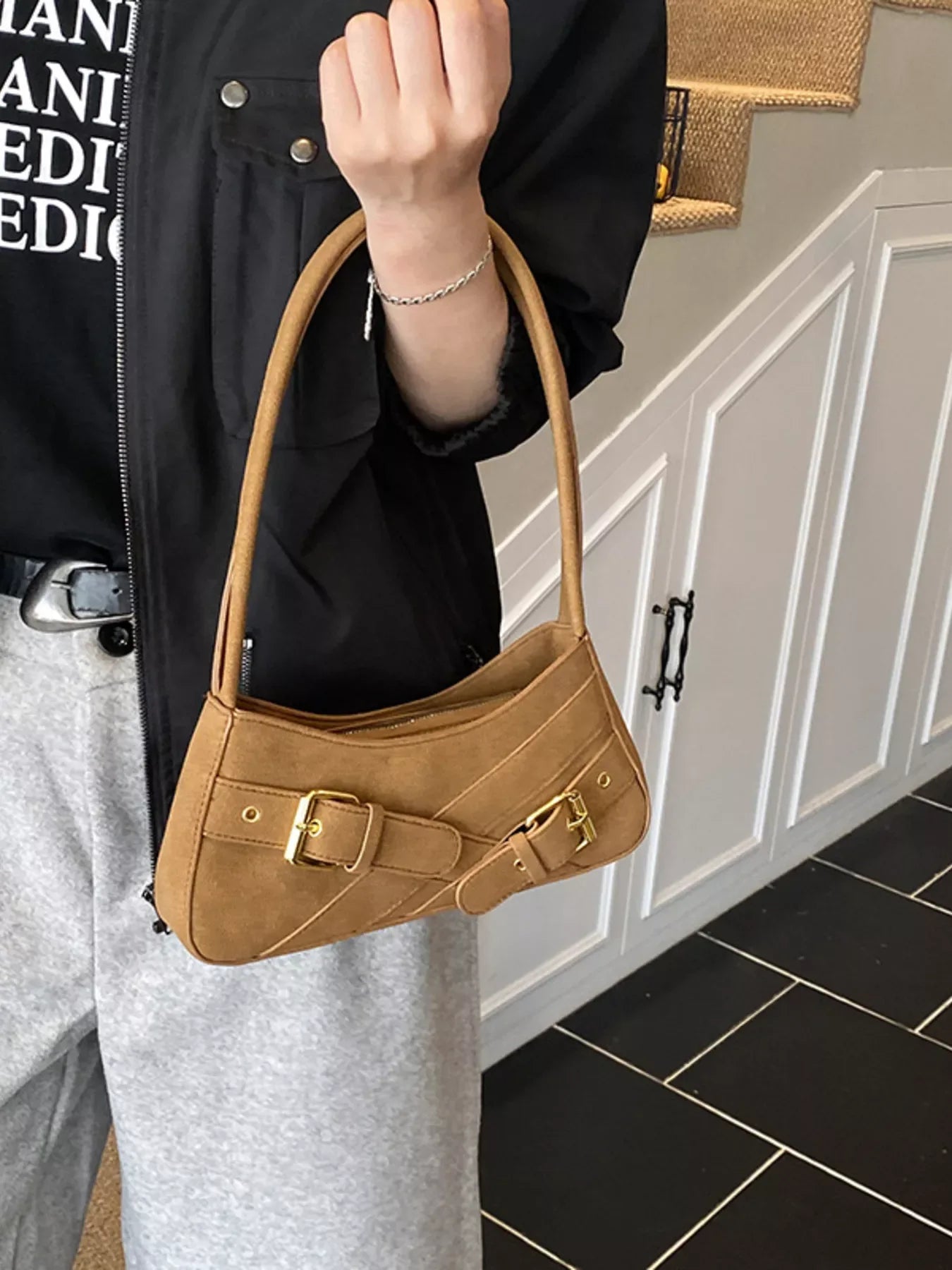 Buckle Decor Shoulder Bag - Makw Official Site