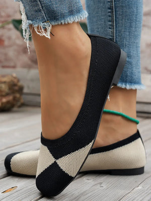 Color Block Knit Slip-On Loafers - Makw Official Site