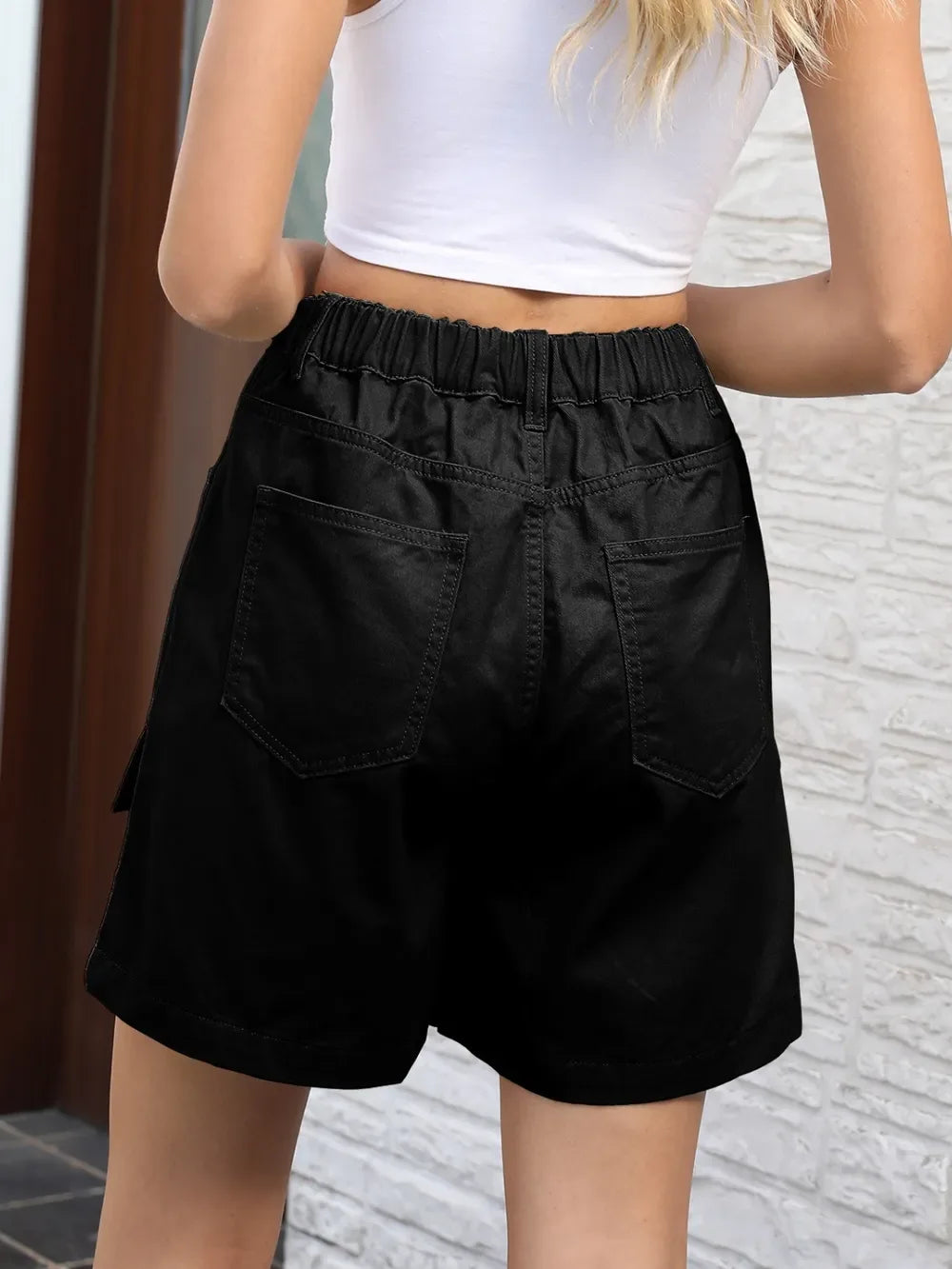 Pocketed High Waist Denim Shorts - Makw Official Site