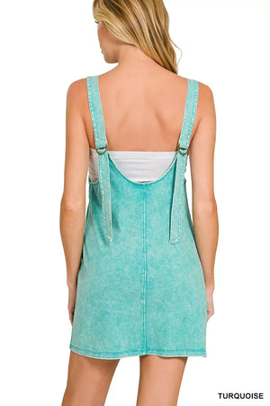 Zenana Acid Washed Overall Knit Mini Dress - Makw Official Site