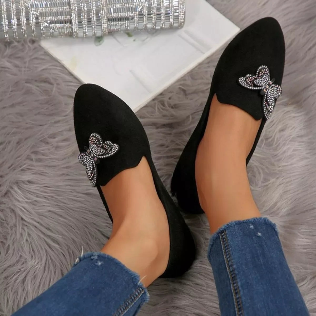 Butterfly Decor Slip-Ons - Makw Official Site