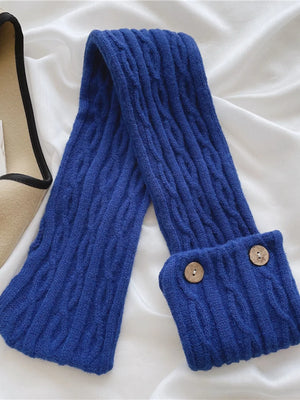 Button-Accent Knitted Winter Scarf - Makw Official Site