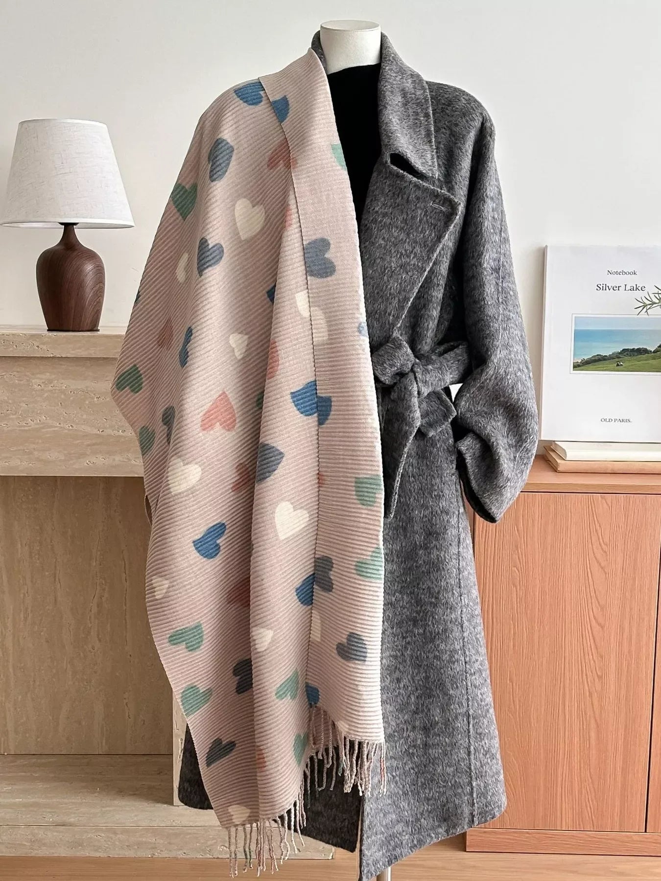 Heart Patterned Tassel Scarf - Makw Official Site