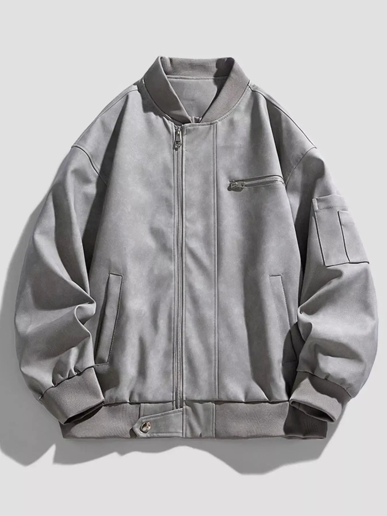 Men's Plus Size Zip Up Bomber Jacket - Makw Official Site