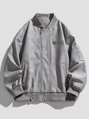 Men's Plus Size Zip Up Bomber Jacket - Makw Official Site