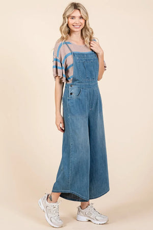 Mittoshop Denim Tie Back Sleeveless Wide Leg Overalls - Makw Official Site