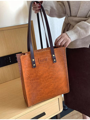 Leather Tote Shoulder Bag - Makw Official Site