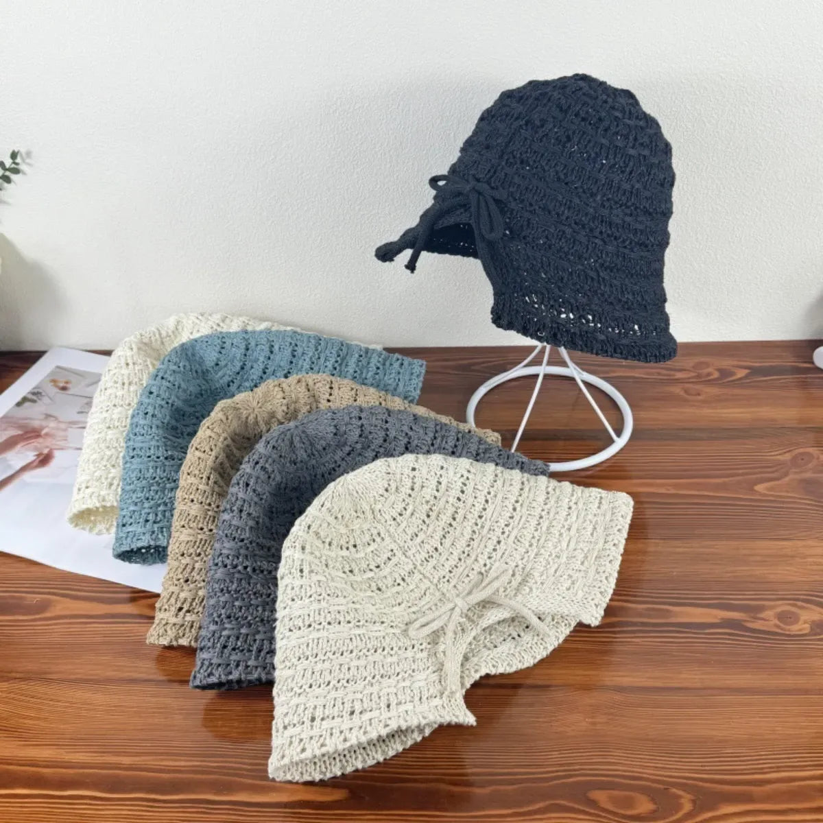 Crochet Bucket Hat with Drawstring - Makw Official Site