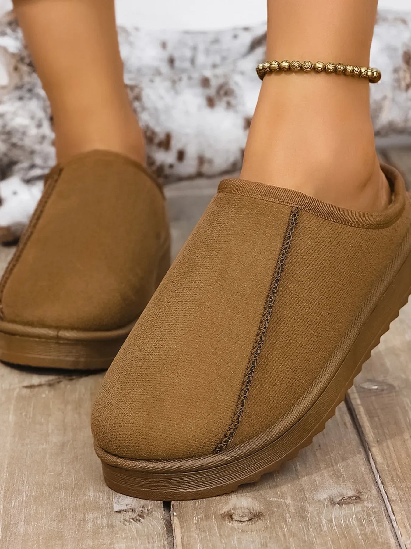 Round Toe Platform Slippers - Makw Official Site